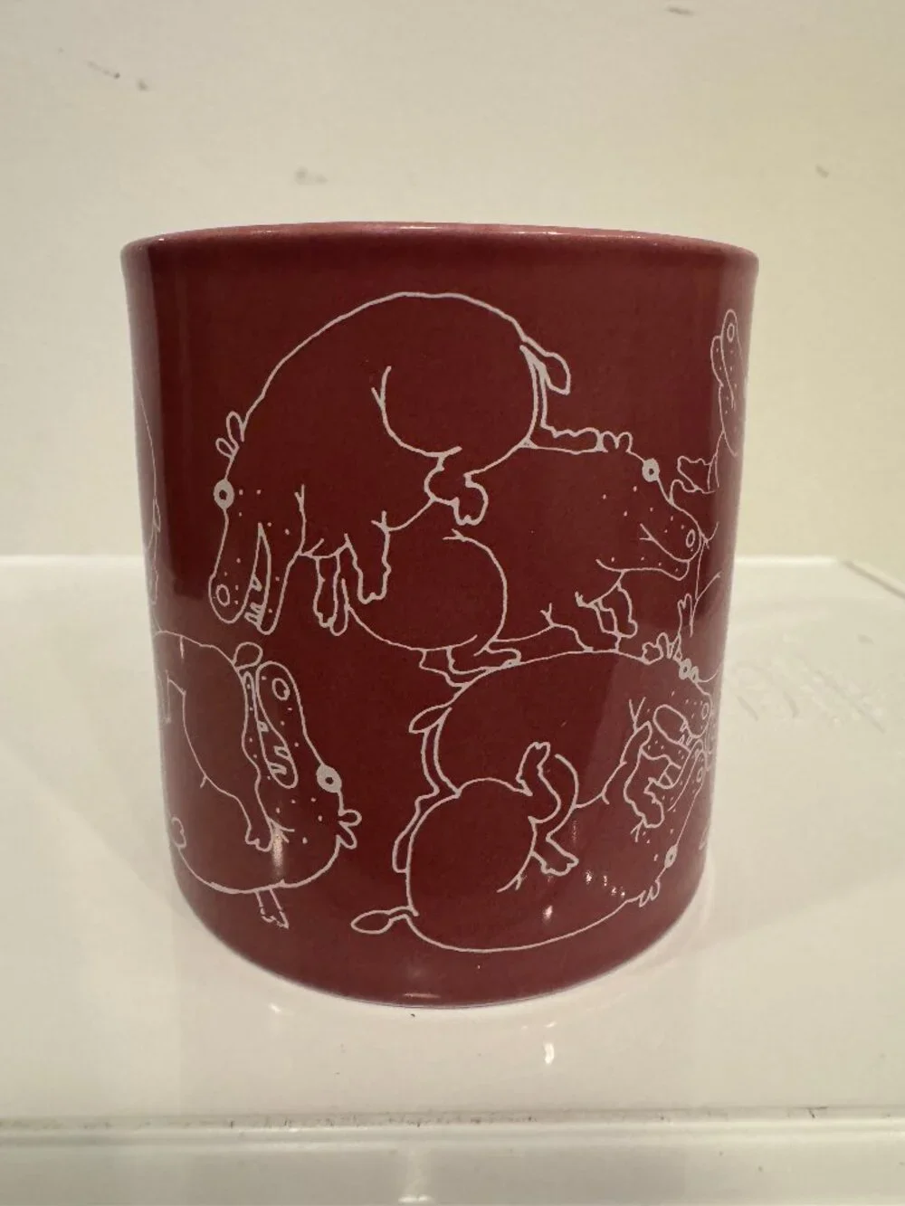 Vintage Taylor & Ng 1979 Naughty Hippos Orgy Ceramic Coffee Mug Mauve